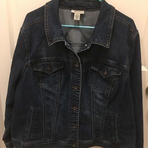 Style & Co denim crop jacket, dark rinse, size 22W